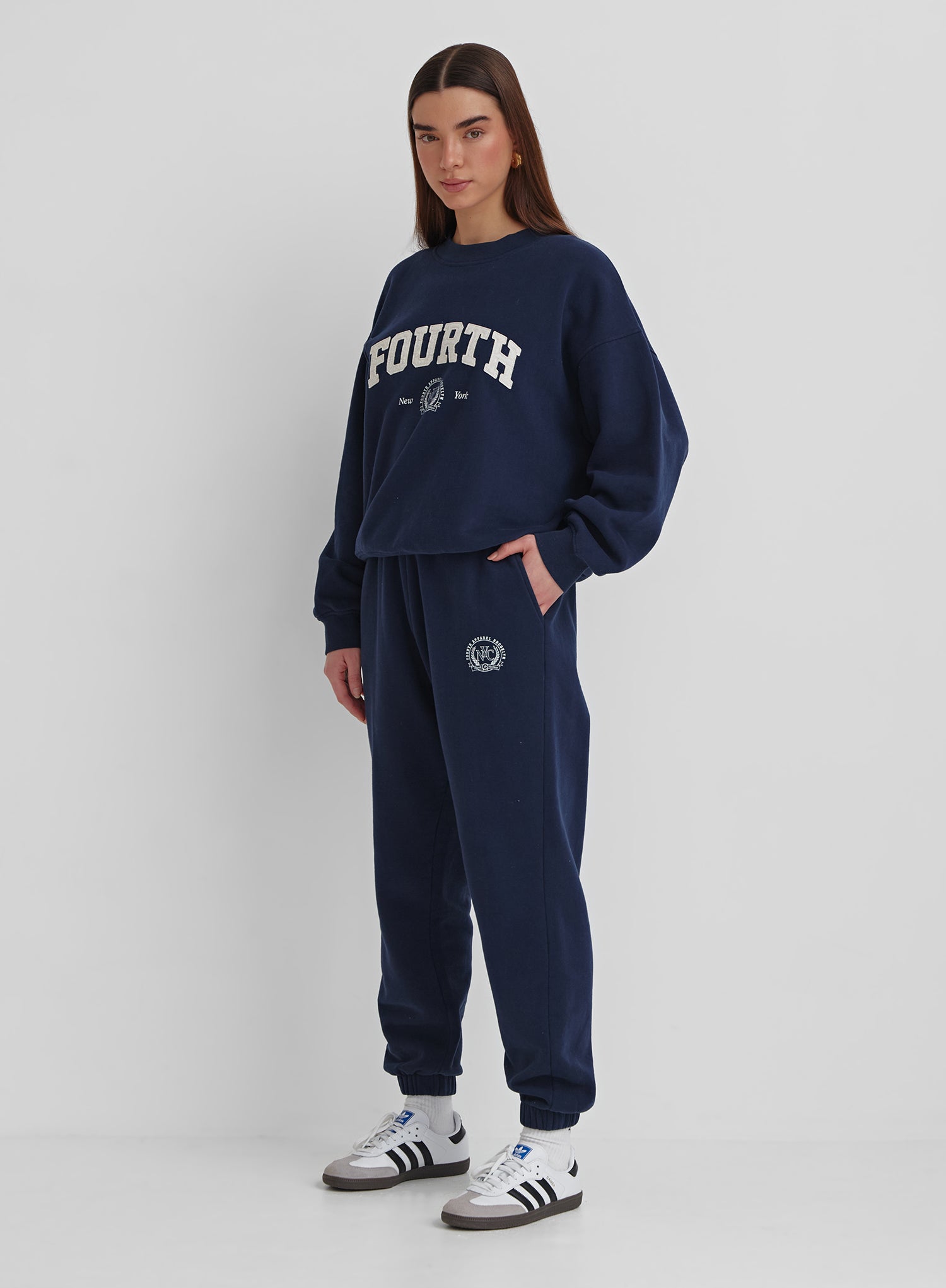 Navy Embroidered Oversized Joggers